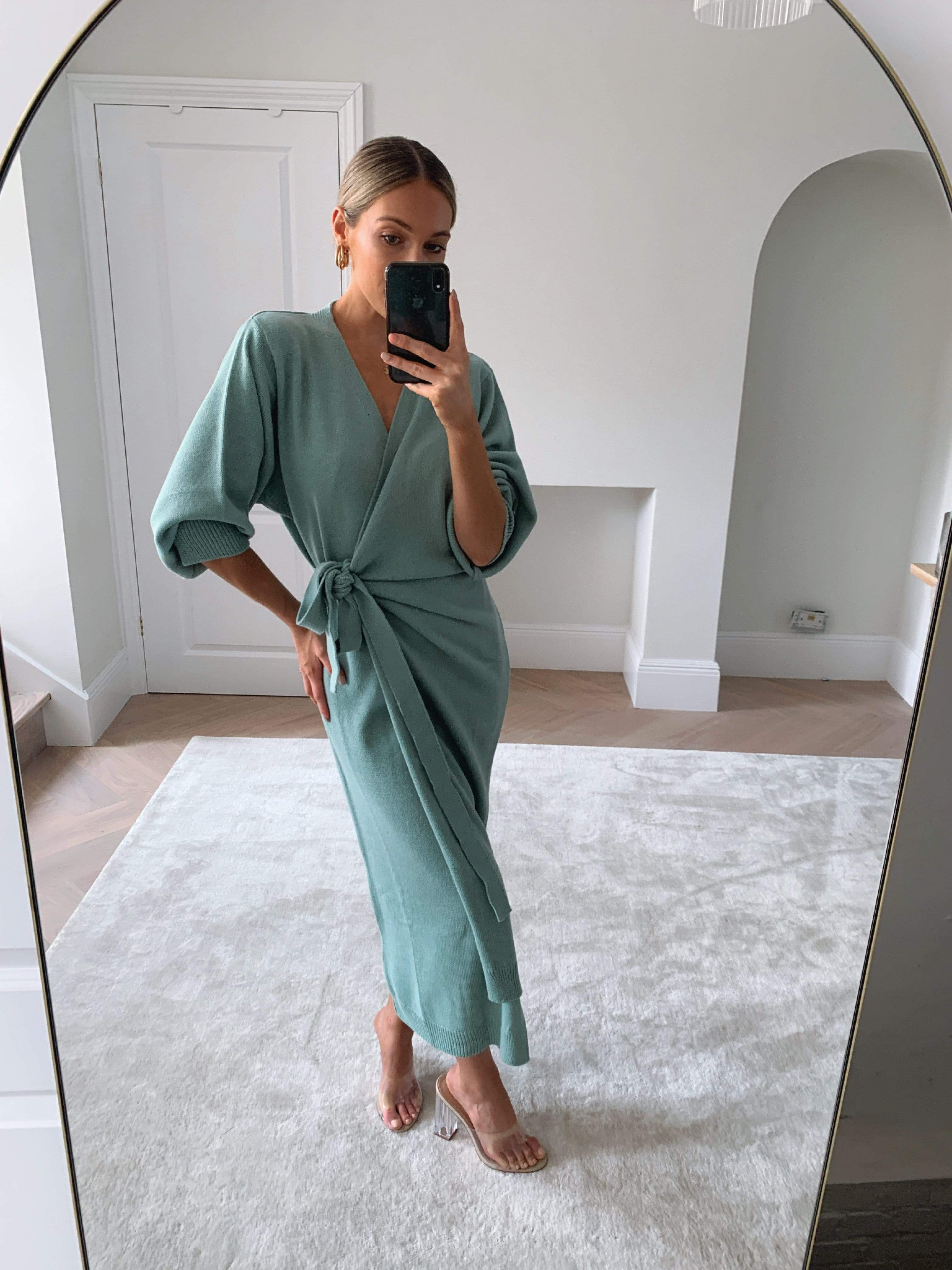 Beau Wrap Midi Dress - Light Green ...